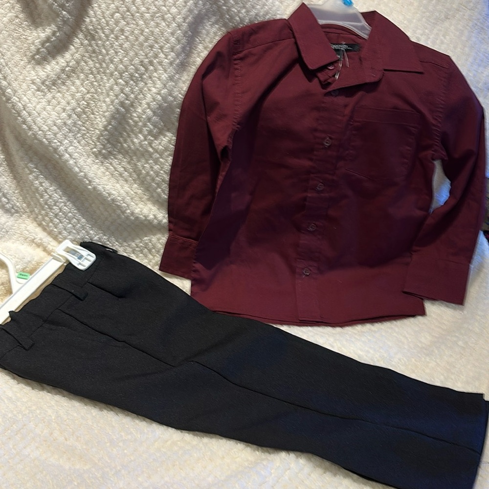 Boys size 4T dress shirt and black dress pants (George)